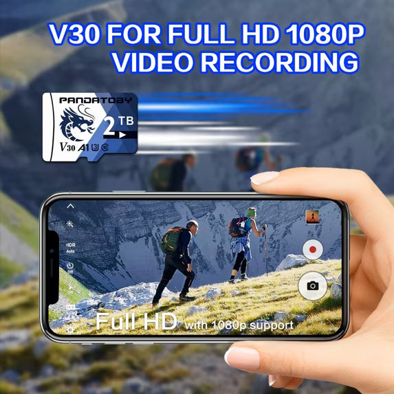 2T Micro SD Card Class 10 , UHS-I, C10, U3, V30, 4K, Large Capacity Full HD Memory Card Suitable For Smartphones, Cameras, Computers, Gaming And Other Android Devices