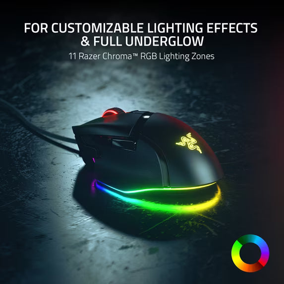 Razer Basilisk V3 Ergonomic Wired Gaming Mouse with 26K DPI Optical Sensor, 11 Programmable Buttons, Chroma RGB and HyperScroll Tilt Wheel - Black
