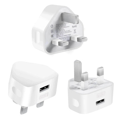 3 Pack USB Wall Charger Plug – 5V/2A High-Efficiency Mains Adapter, 10W Fast Charging for iPhone & Samsung