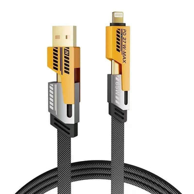 4-in-1 Multi Charging Cable (1M) – Nylon Braided USB A/C to USB-C & Lightning – 65W PD Fast Charging, Universal Sync Cord