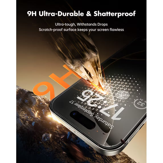 Unbreakable 2 Pack Privacy Screen Protector for iPhone 16 Pro Max, Tempered Glass Screen Protector for iPhone 16 Pro Max, 9H Scratch Resistant, HD Clarity, Easy Install, Case Friendly