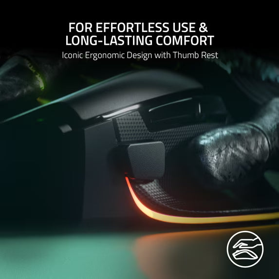 Razer Basilisk V3 Ergonomic Wired Gaming Mouse with 26K DPI Optical Sensor, 11 Programmable Buttons, Chroma RGB and HyperScroll Tilt Wheel - Black
