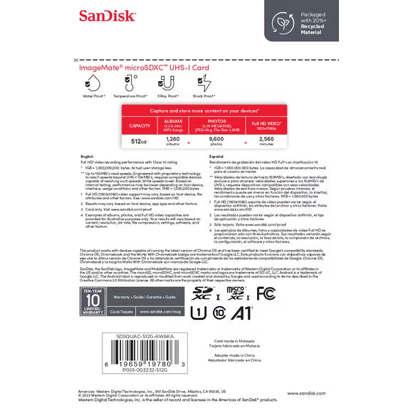 SanDisk 512GB ImageMate microSDXC UHS I Flash Memory Card