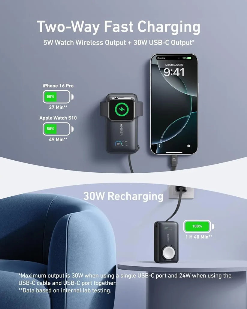 Anker MagGo Power Bank 35W Max PD 10000mAh for Apple Watch A1657