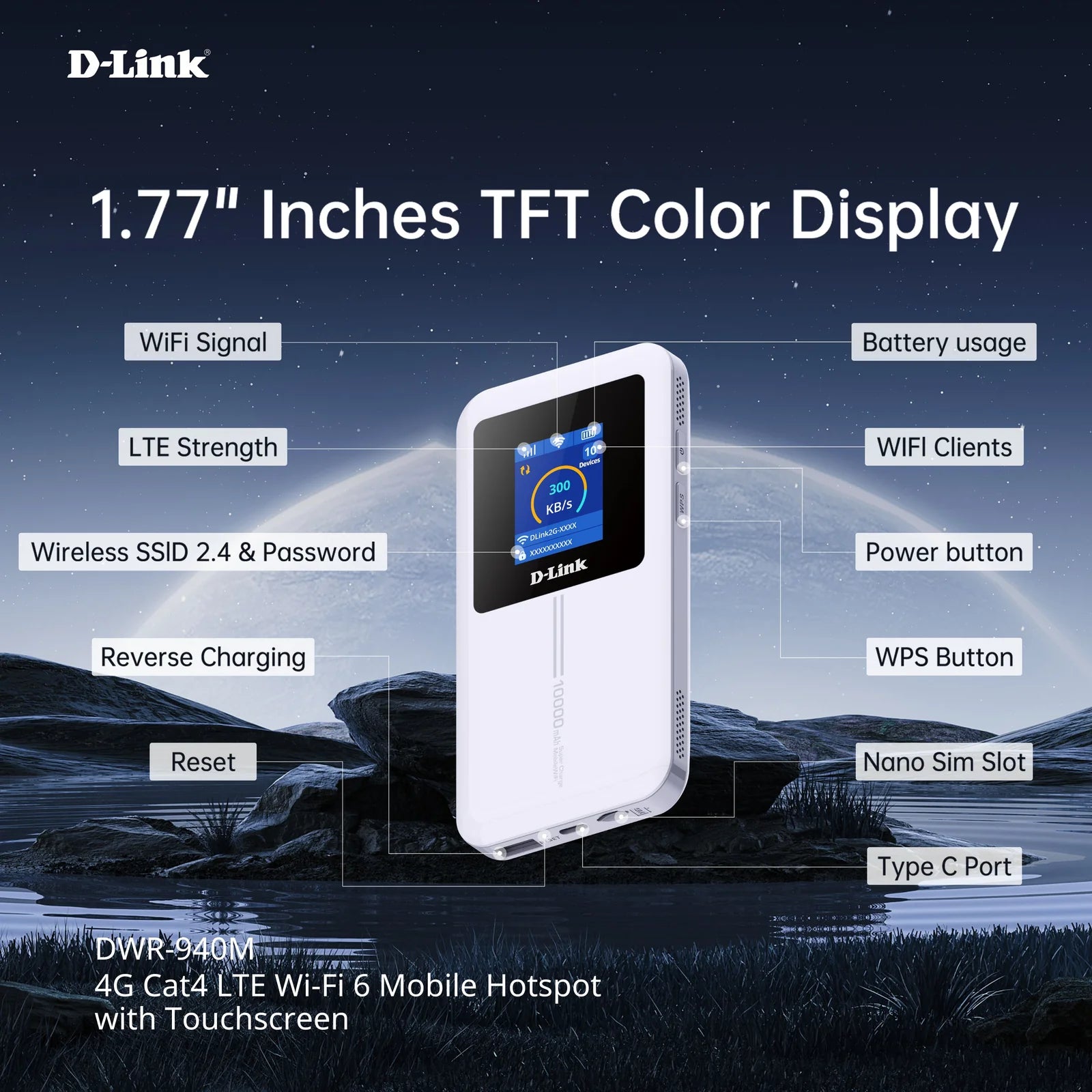 4G LTE Cat4 Wi-Fi 6 Mobile Wi-Fi Hotspot