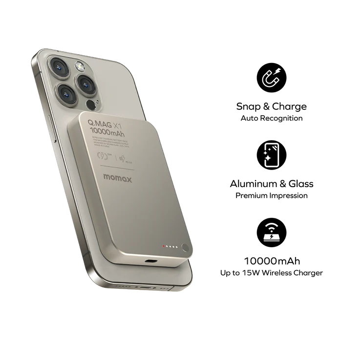 [CCC Certified] Momax [IP117A] Q.MAG X1 15W Magnetic Wireless Powerbank 10,000mAh