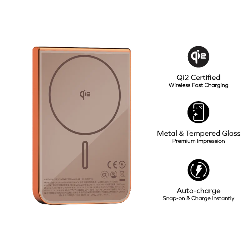 [CCC Certified] Momax IP161 Qi2 5000mAh Magnetic Wireless Powerbank | 8.6mm Ultra Slim