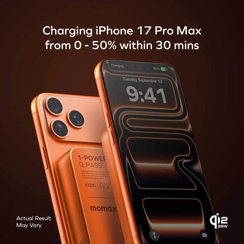 [CCC Certified] Momax [IP168Q22] Q.PASS X1 Qi2.2 Magnetic Wireless Powerbank 10,000mAh