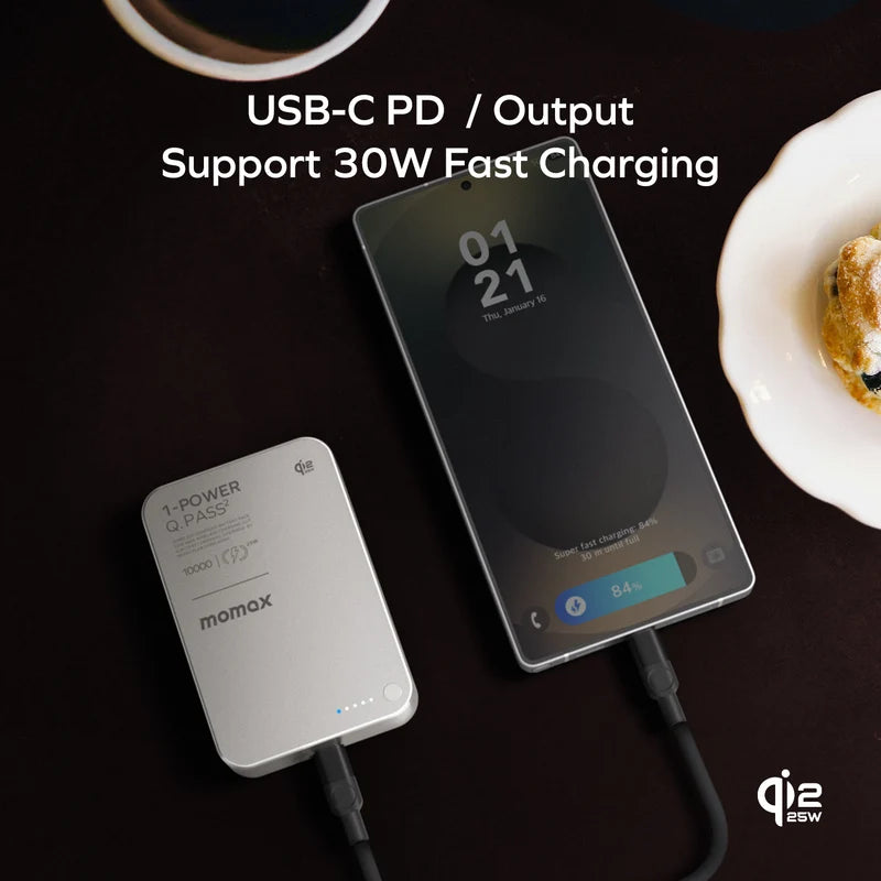 [CCC Certified] Momax [IP168Q22] Q.PASS X1 Qi2.2 Magnetic Wireless Powerbank 10,000mAh