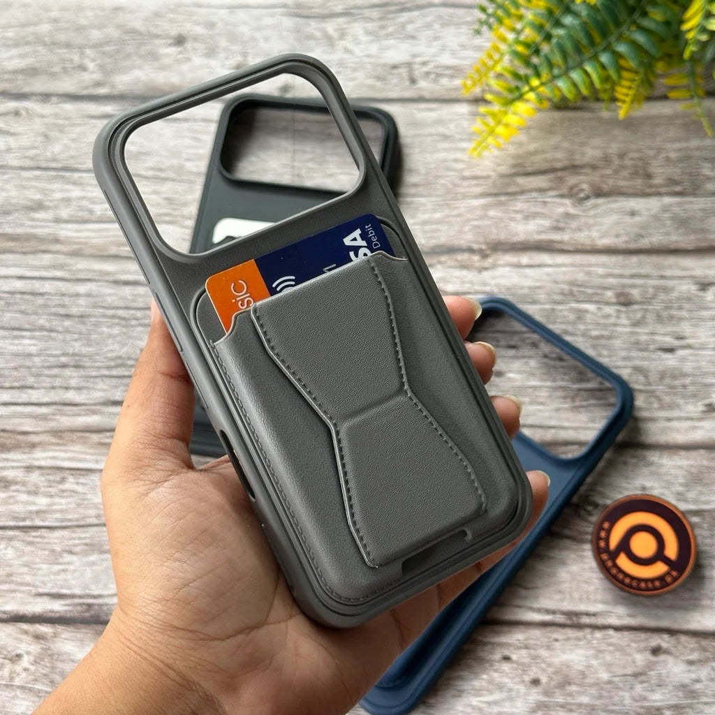 iPhone 17 Pro Max RockGuard Branded Leather Wallet Case with Stand Function
