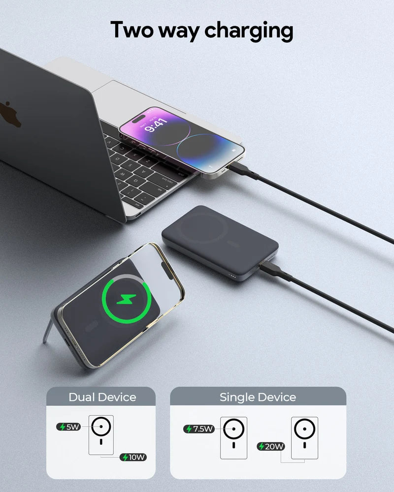 Aukey PB-MS05 MagFusion 6700mAh Qi2 Magnetic Wireless Charging Power Bank