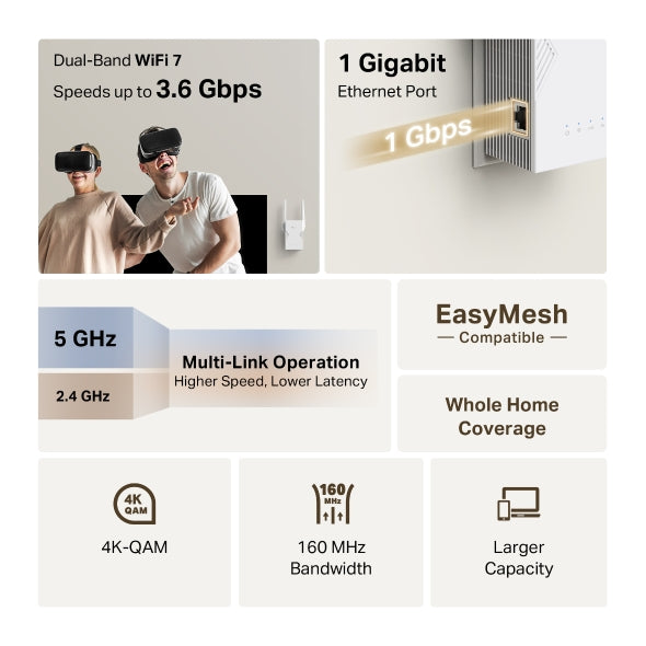 BE3600 Dual-Band Wi-Fi 7 Range Extender
