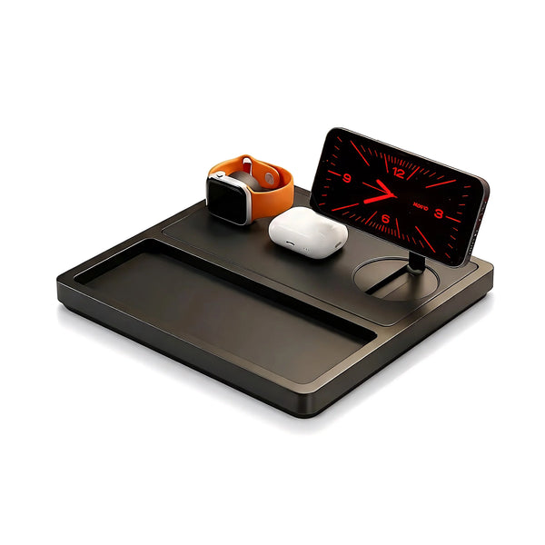 TRIO TRAY Qi2 - 3-in-1 MagSafe Midnight Black Wireless Charger with Tray, Lift-Up Coil & Apple Watch Charger