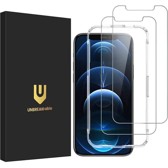 UNBREAKcable 2 Pack Screen Protector for iPhone 12/12 Pro, Oleophobic Tempered Glass with Easy Installation Tool