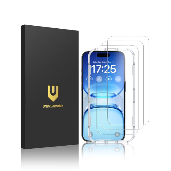 Unbreakable Screen Protector for iPhone 17 Pro, 3 Pack Tempered Glass Screen Protector, 9H Anti‑Scratch, Alignment Frame, HD Clear, Case Friendly