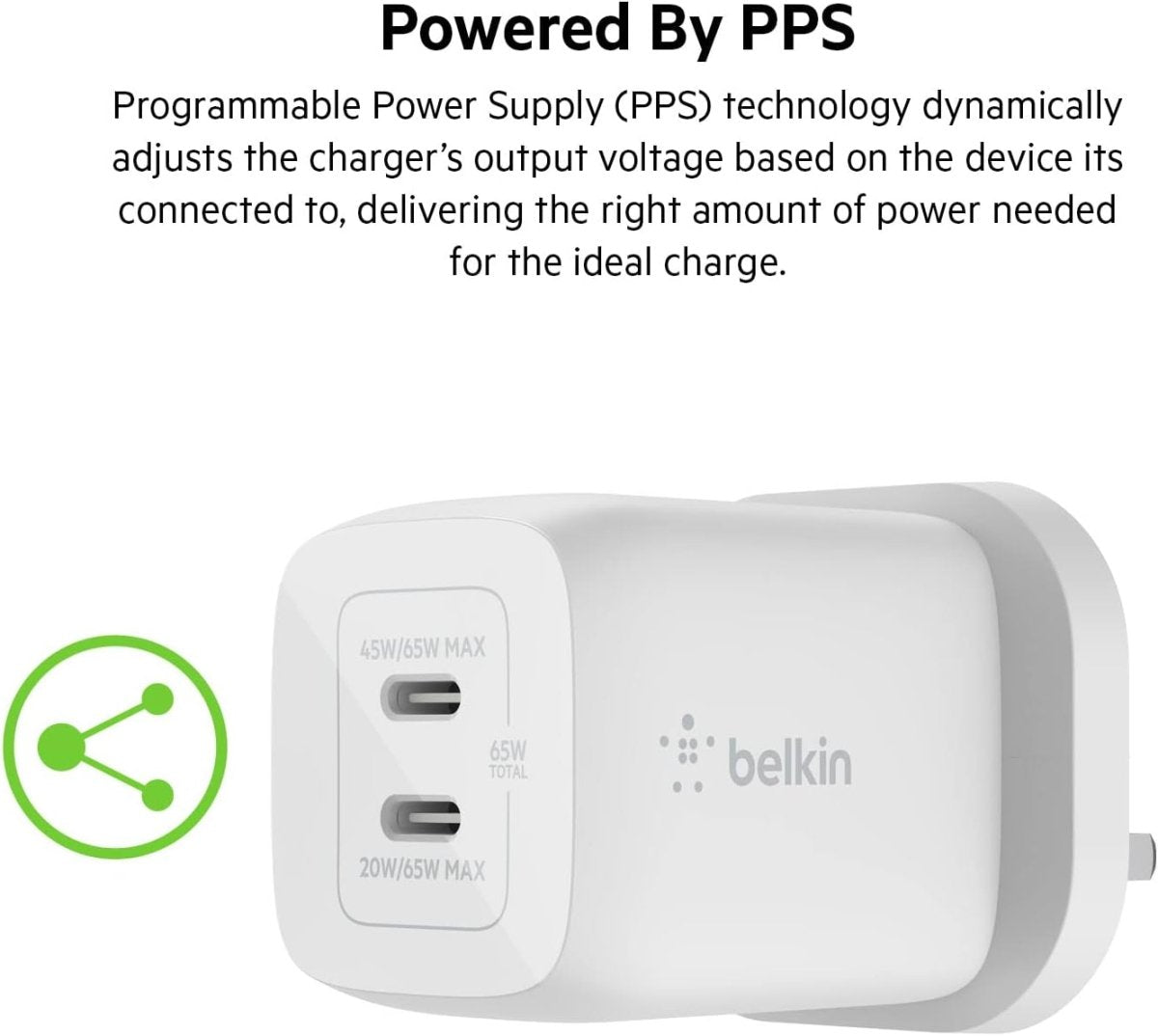 Belkin 45W Dual USB-C Wall Charger – PD 3.0 Fast Charging Adapter