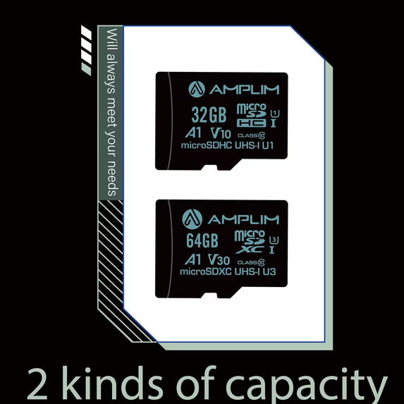 Amplim 32GB MicroSD Card, 2 Pack Micro SD Memory Plus Adapter, MicroSDHC Class 10 UHS-I U1 V10 TF