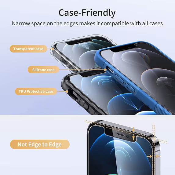 UNBREAKcable 2 Pack Screen Protector for iPhone 12/12 Pro, Oleophobic Tempered Glass with Easy Installation Tool