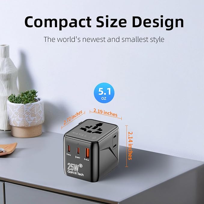 HAVAL 25W Fast Charger + Universal Adapter – Multi-Port Wall Plug with 2x USB-C & 1x USB-A Ports, PD/QC Compatible