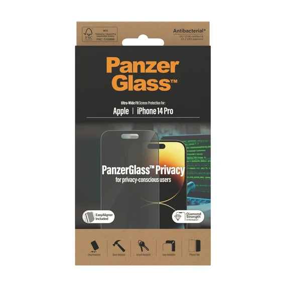 Panzer Glass® Privacy Screen Protector iPhone 14 Pro | Ultra-Wide Fit w. Easy Aligner