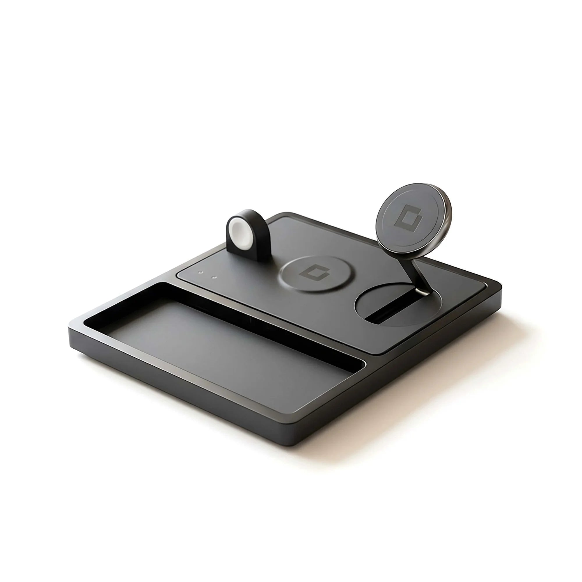 TRIO TRAY Qi2 - 3-in-1 MagSafe Midnight Black Wireless Charger with Tray, Lift-Up Coil & Apple Watch Charger