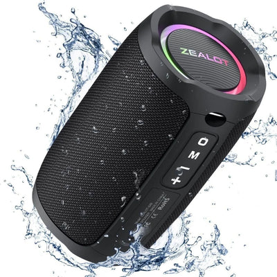ZEALOT S49 Waterproof Bluetooth Speaker – RGB Lights, 360° Stereo Sound, Wireless