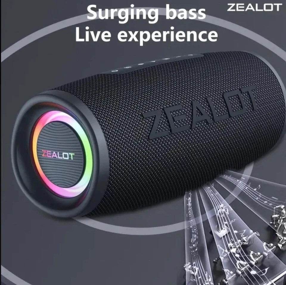 ZEALOT S56 40W Portable Bluetooth Speaker – 8000mAh Battery, IPX6 Waterproof, RGB Lights